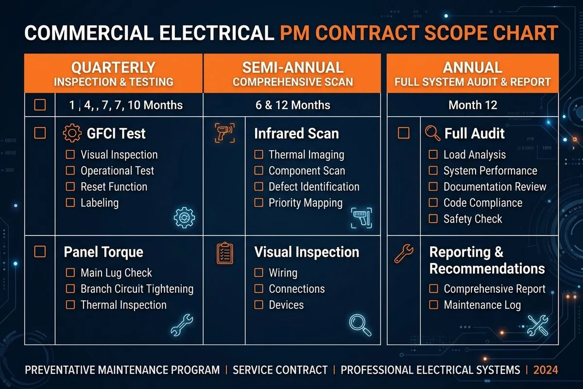Sample contract scope chart: quarterly / semi-annual / annual checklist items