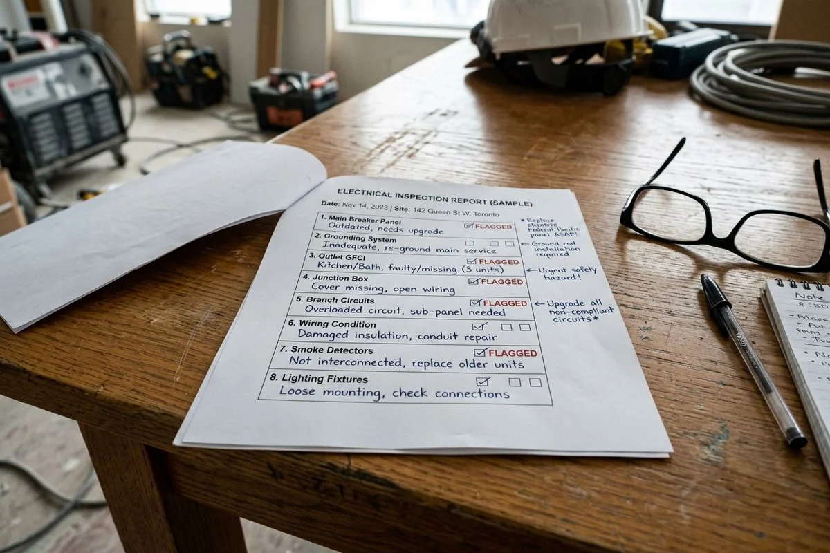 Sample inspection report page showing deficiencies clearly listed